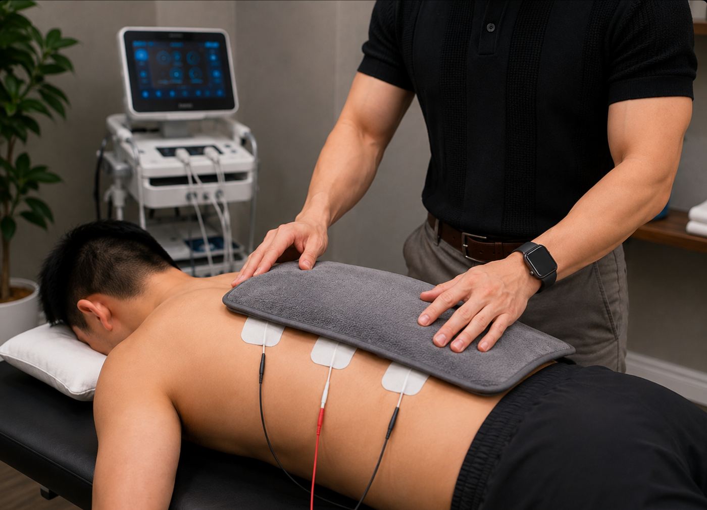 Electrical stimulation therapy at Matthew Chan Physiotherapy