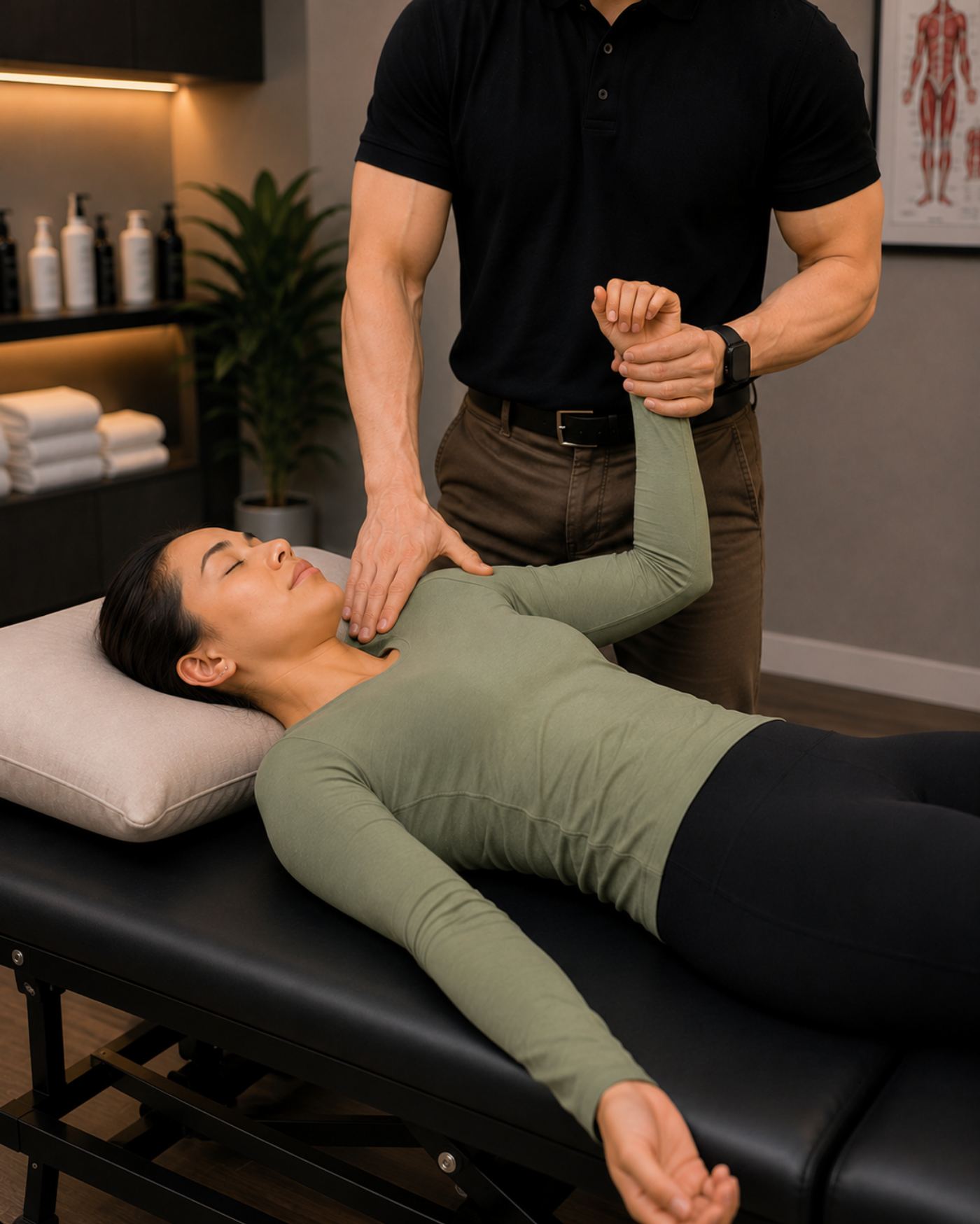 Manual shoulder assessment at Matthew Chan Physiotherapy